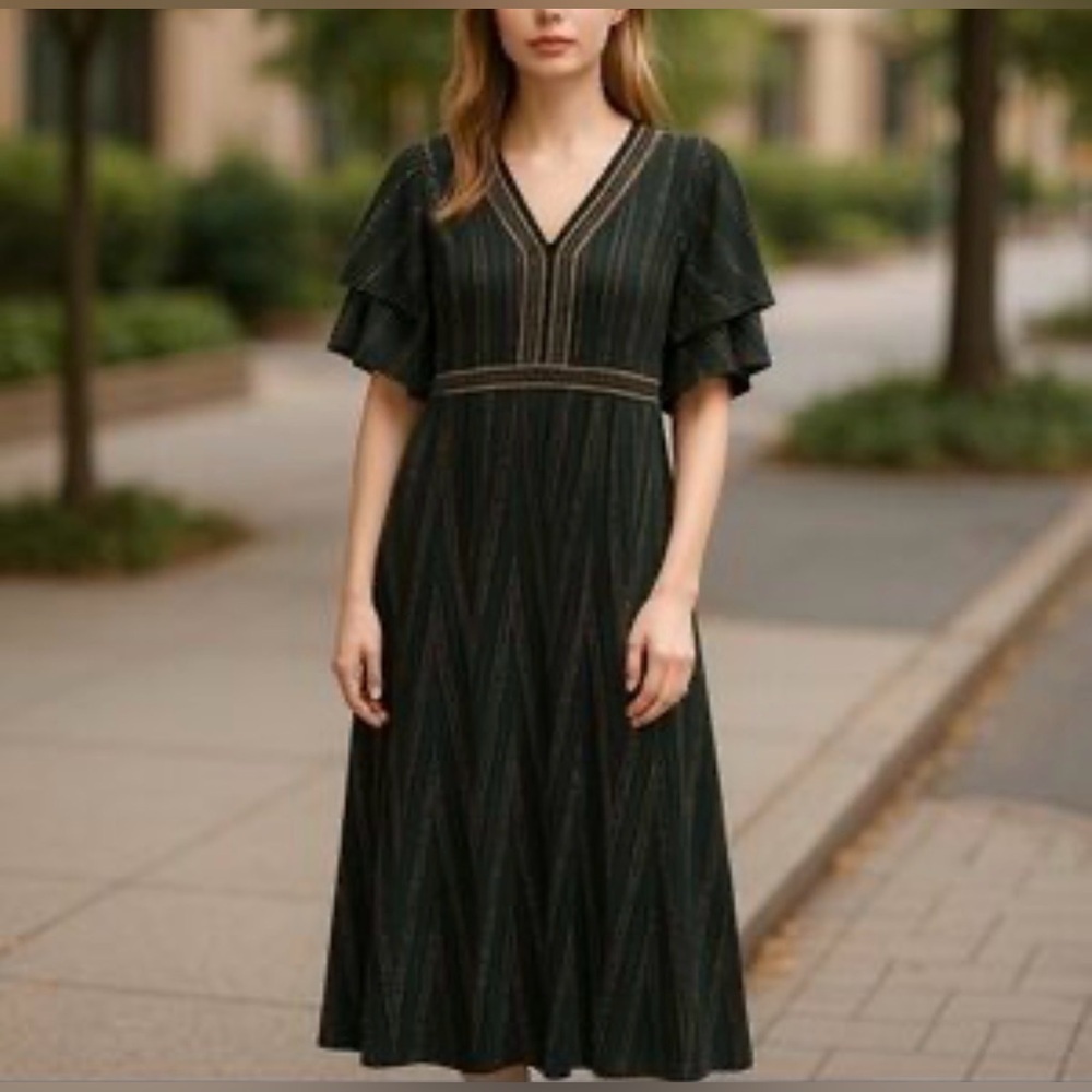 Molly Bracken Boho‎ Midi Dress Black Size XS